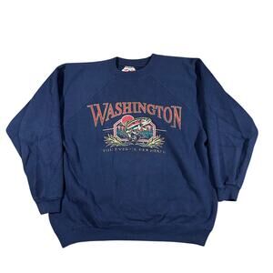 Hanes Navy Washington Graphic Crewneck Sweatshirt